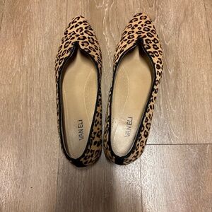 Vaneli Leopard Print Pointed Toe Flats - Tan/Black